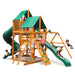 Gorilla Playsets Great Skye I Swing Set Deluxe Green Vinyl Canopy Corner View With Kids