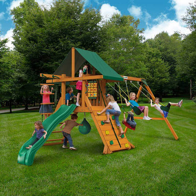 Gorilla Playsets High Point II Swing Set Corner View With Kids Outdoor