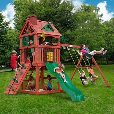 Gorilla Playsets Nantucket II Swing Set Corner View With Kids Outdoor