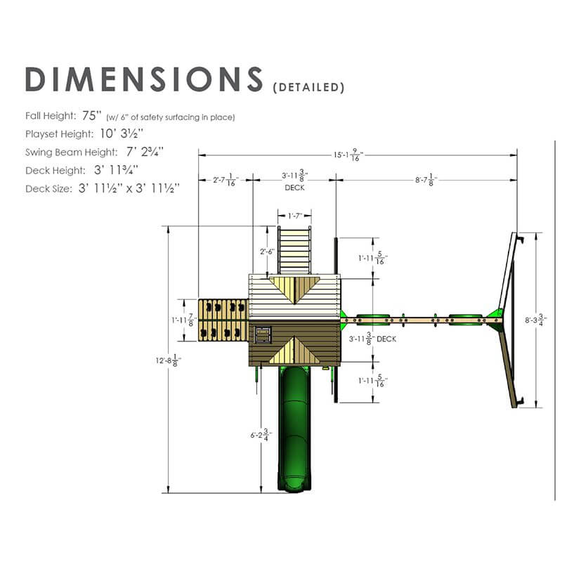 Gorilla Playsets Nantucket II Swing Set Dimensions