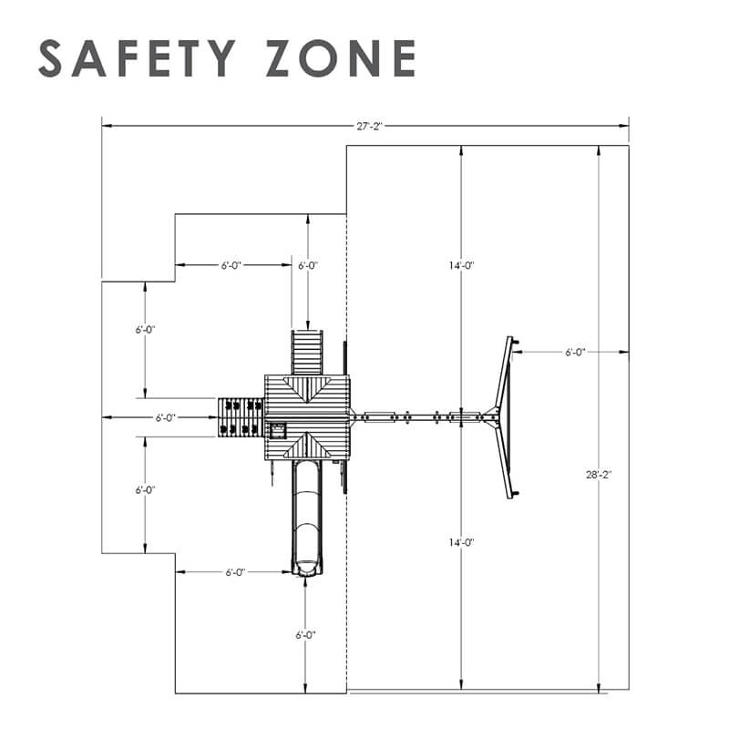 Gorilla Playsets Nantucket II Swing Set Top View Safety Zone Diagram