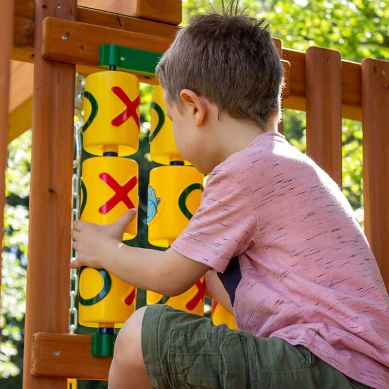 Gorilla Playsets Navigator Swing Set A Kid Playing Tic Tac Toe