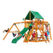 Gorilla Playsets Navigator Swing Set Deluxe Green Vinyl Canopy Corner View With Kids