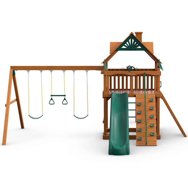 Gorilla Playsets Navigator Swing Set Standard Wood Roof Front View