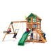 Gorilla Playsets Outing Standard Wood Roof Corner View With Kids