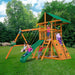 Gorilla Playsets Outing Swing Set Deluxe Green Vinyl Canopy Corner View With Kids Outdoor