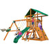 Gorilla Playsets Outing Swing Set Deluxe Green Vinyl Canopy Corner View With Kids