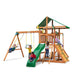 Gorilla Playsets Outing with Monkey Bars Deluxe Green Vinyl Canopy Corner View With Kids