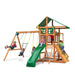 Gorilla Playsets Outing with Monkey Bars Deluxe Green Vinyl Canopy and Treehouse Corner View