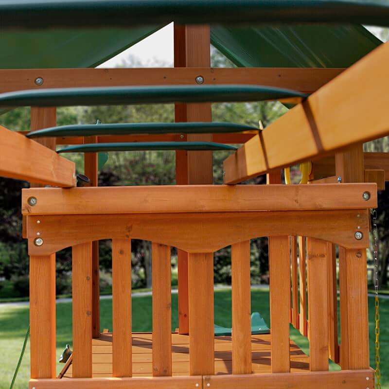 Gorilla Playsets Outing with Monkey Bars Swing Set Front View Monkey Bars