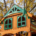 Wood roof on Gorilla Outing with Tube Slide swing set