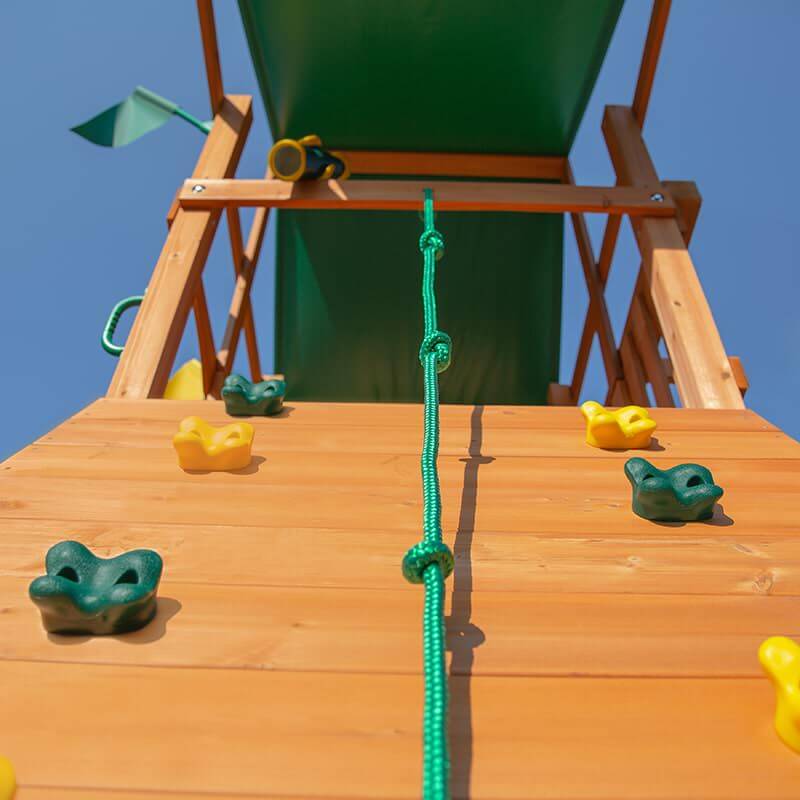 Rock wall on Gorilla Outing with Tube Slide swing set