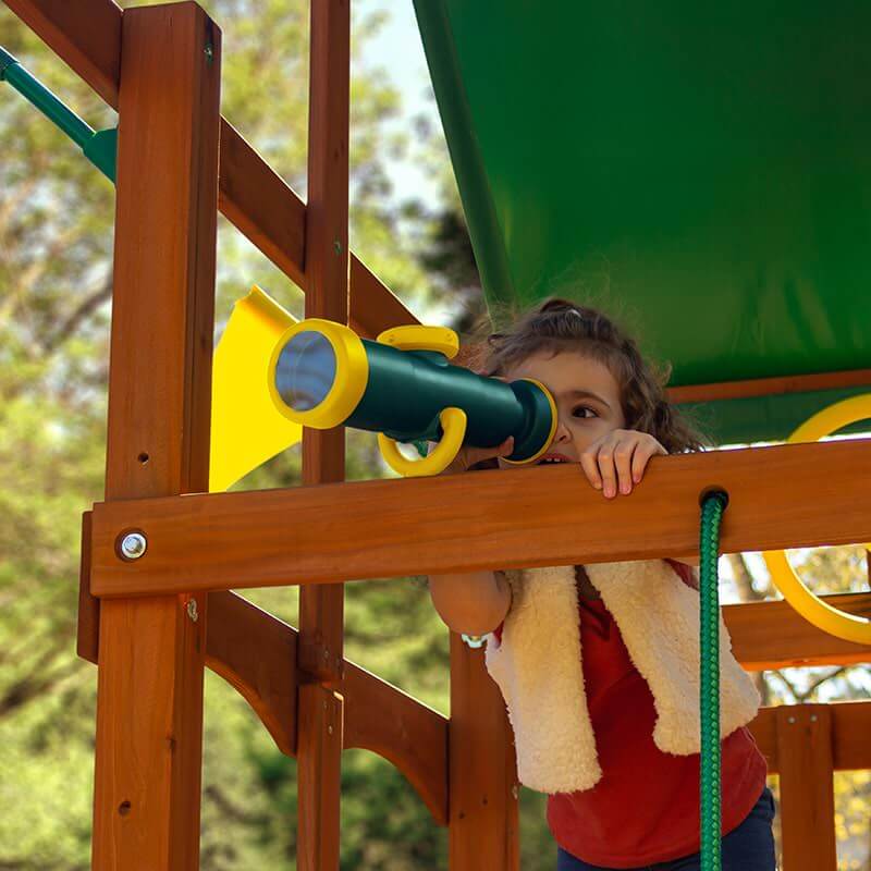 Front view of telescope on Gorilla Outing playset