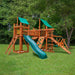 Gorilla Playsets Pioneer Peak Swing Set Deluxe Green Vinyl Canopy Corner View Outdoor