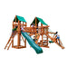 Gorilla Playsets Pioneer Peak Swing Set Deluxe Green Vinyl Canopy Corner View With Kids