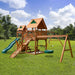 Gorilla Playsets Pioneer Peak Swing Set Standard Wood Roof Corner Rear View