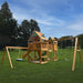 Gorilla Playsets Pioneer Peak Swing Set Treehouse Corner View Facing Left Outdoor-min