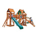 Gorilla Playsets Pioneer Peak Swing Set Treehouse Corner View With Kids