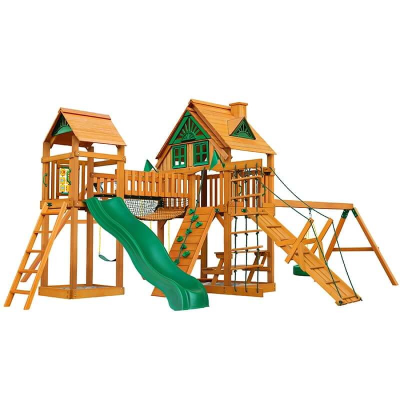 Gorilla Playsets Pioneer Peak Swing Set Treehouse Corner View