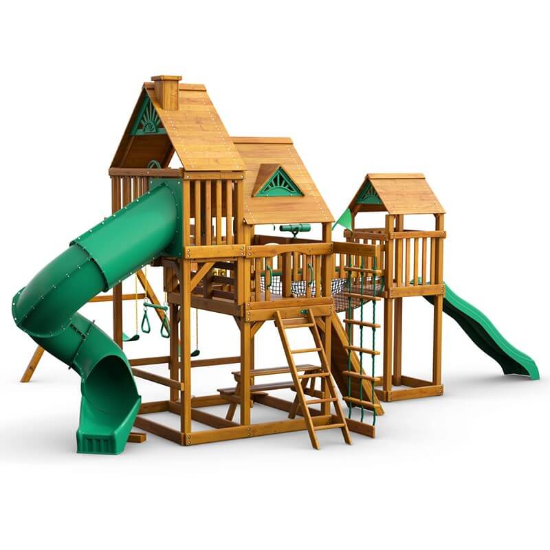 Gorilla Playsets Treasure Trove I Standard Wood Roof Corner Rear View