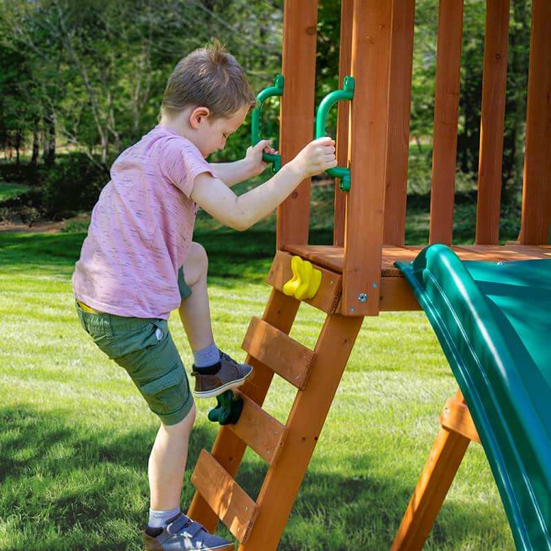 Gorilla Playsets Wooden Swing Set With Slide A Kid Climbing Ladder