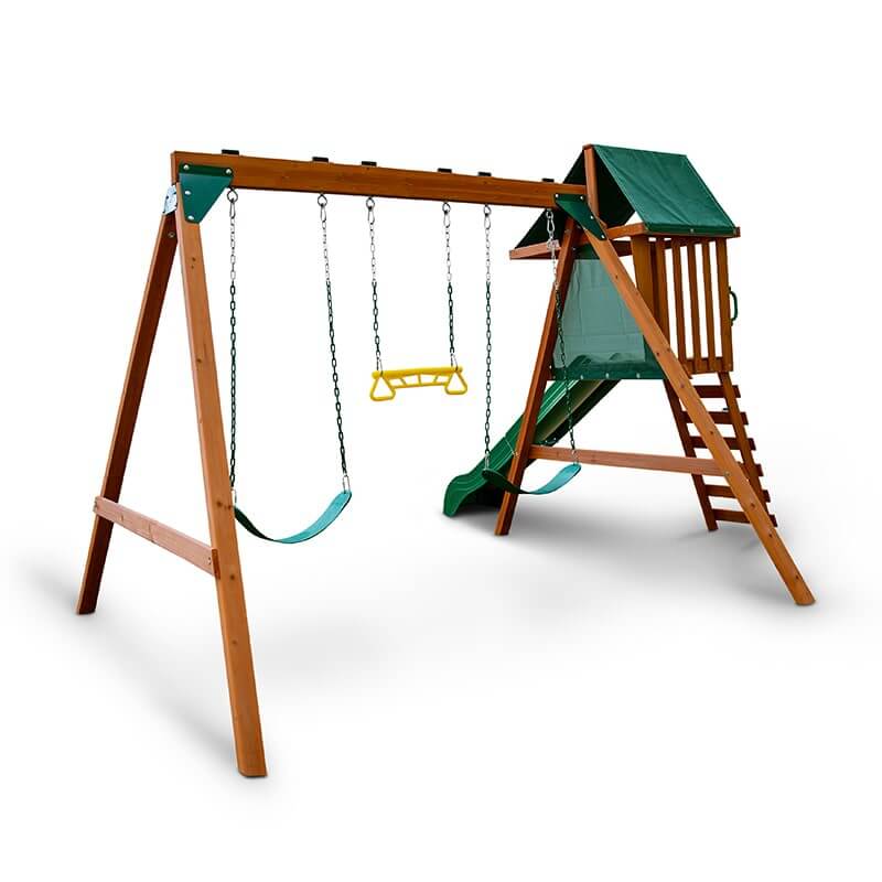 Gorilla Playsets Wooden Swing Set With Slide Corner View