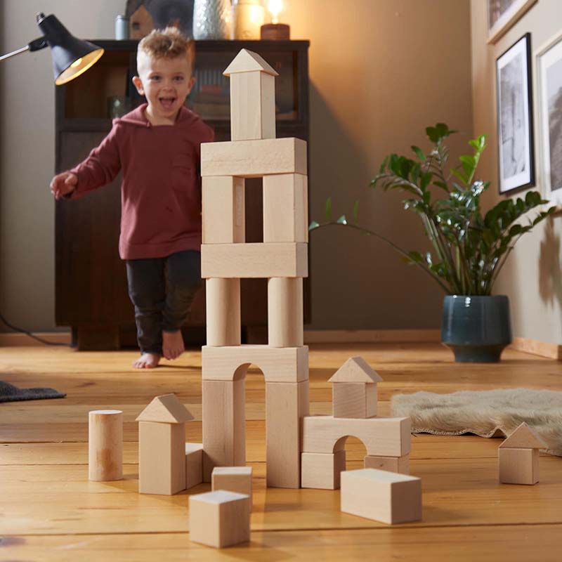 Amazon Basic Blocks Basic Building Blocks 102 Piece Extra Large Wooden Starter Set ...