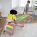 Hazel Pikler Triangle Slide Rocker Set Colored Bars and Rocker Kids Playing