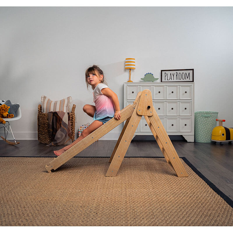 Hazel Pikler Triangle Slide Rocker Set Natural Slides With Ladder Child Playing