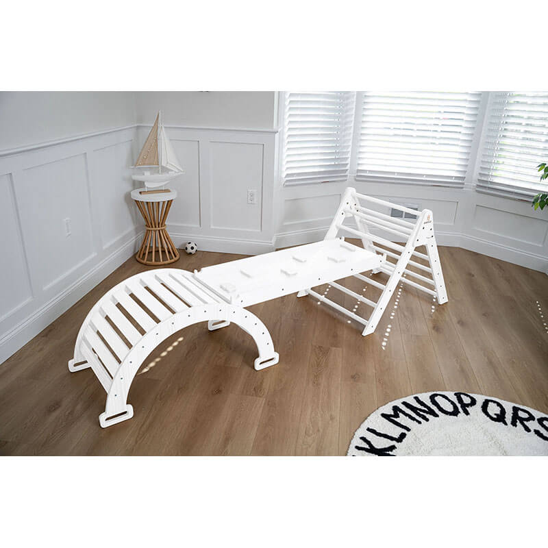 Hazel Pikler Triangle Slide Rocker Set White Angle View Room