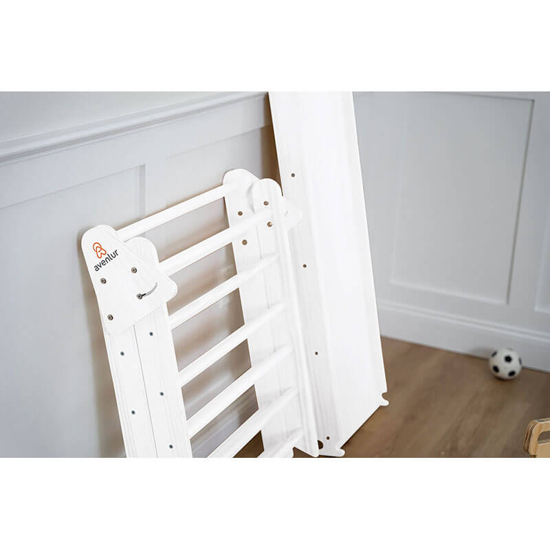 Hazel Pikler Triangle Slide Rocker Set White Parts Side View