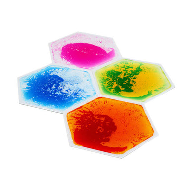Hexagon liquid tiles in a set of 4