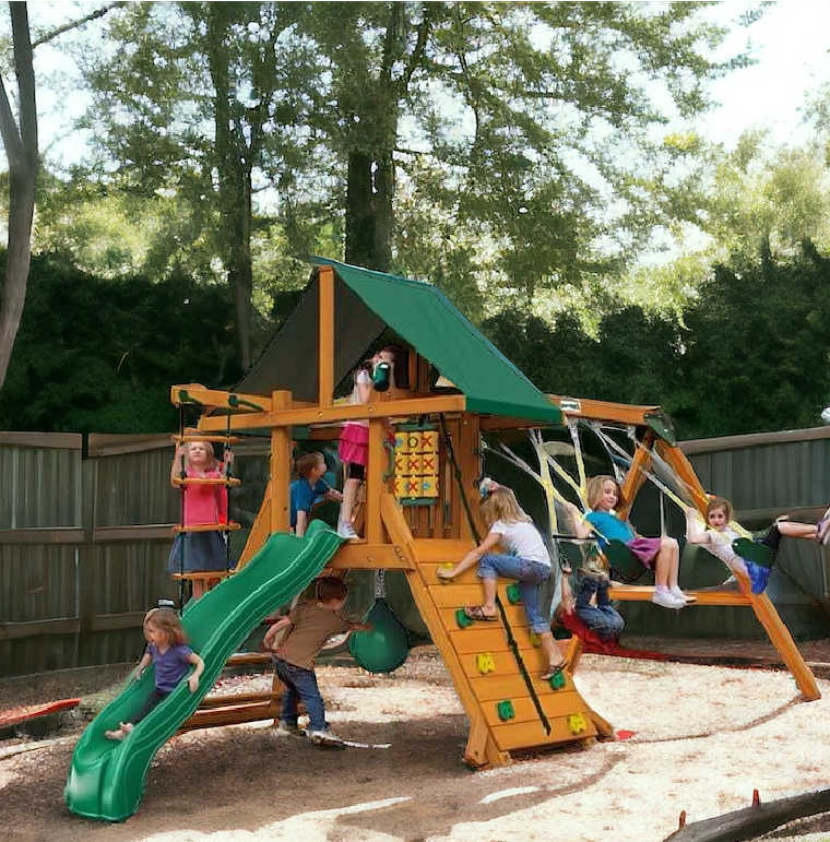 High Point II Swing Set with Kids Playing