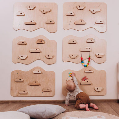 Home Climbing Wall 6 Set Natural Wood Baby Climbing