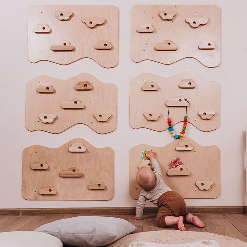 Home Climbing Wall 6 Set Natural Wood Baby Climbing