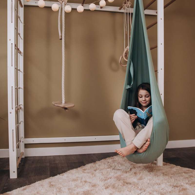Wood and Hearts Pod Swing – lifestyle view