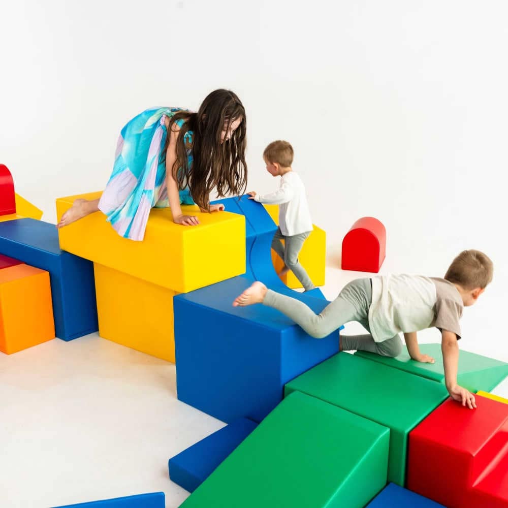 iglu soft play castle in multicolor with kids playing