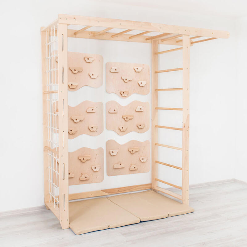 Indoor Monkey Bars Bridge With Climbing Wall Corner View