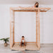 Indoor Monkey Bars Natural Wood Boy and Girl Playing