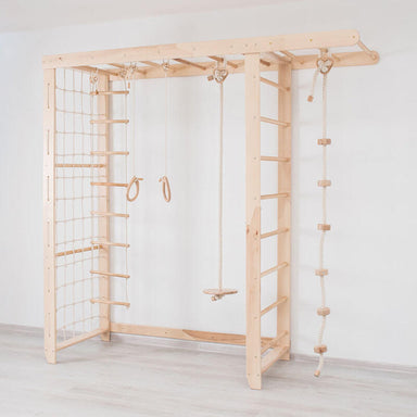 Indoor Monkey Bars Natural Wood Corner View
