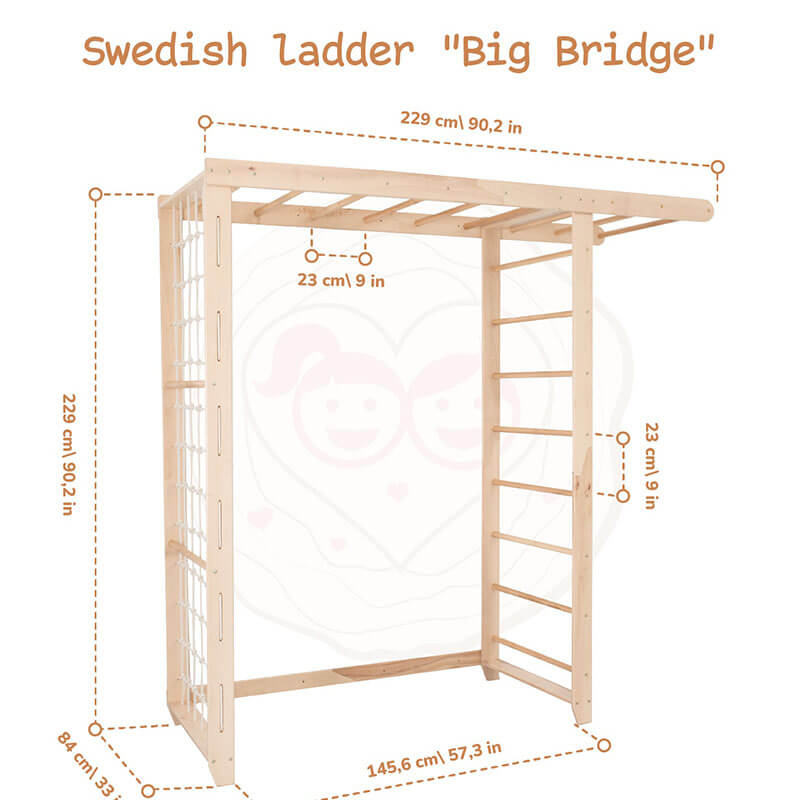 Indoor Monkey Bars Swedish Ladder Big Bridge Specification