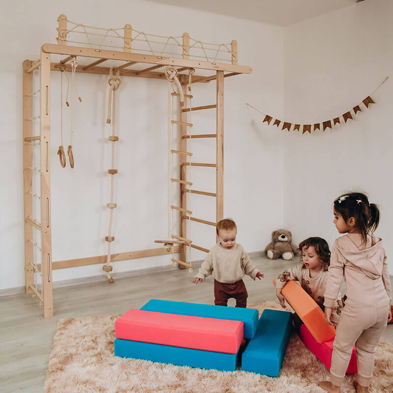 Indoor Monkey Bars Swedish Ladder Bridge Kids Playing
