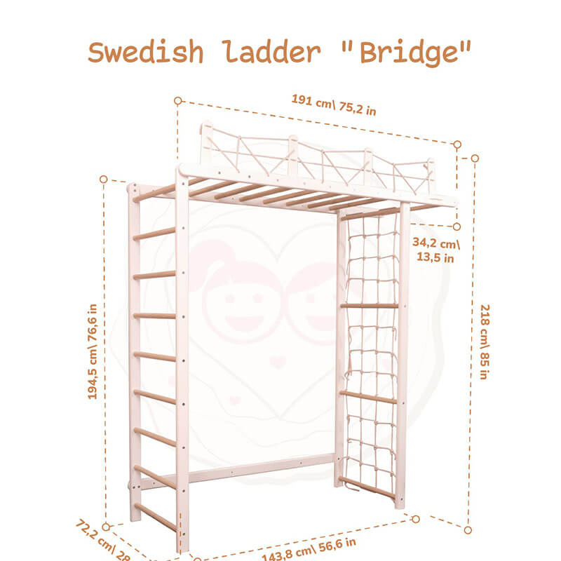 Indoor Monkey Bars Swedish Ladder Bridge Specification