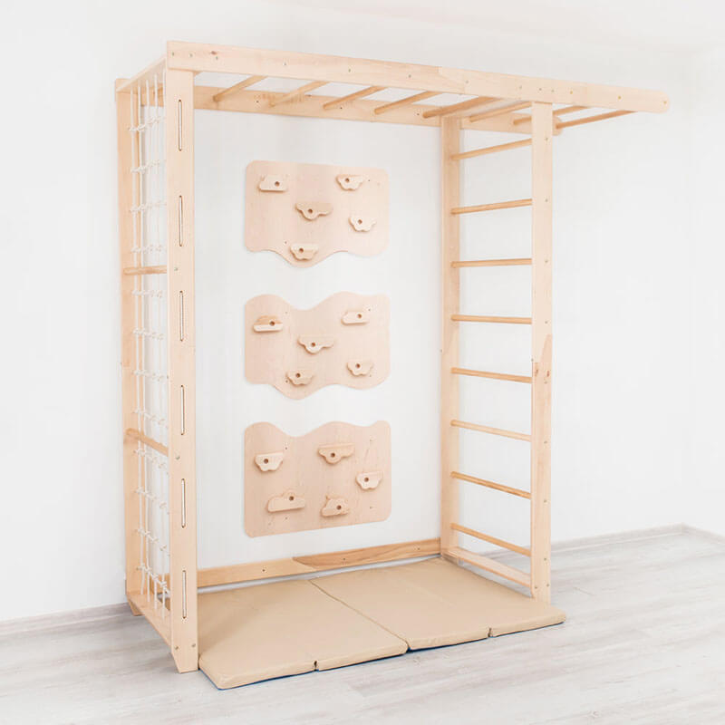 Indoor Monkey Bars Swedish Ladder Bridge With Climbing Wall 3 Set