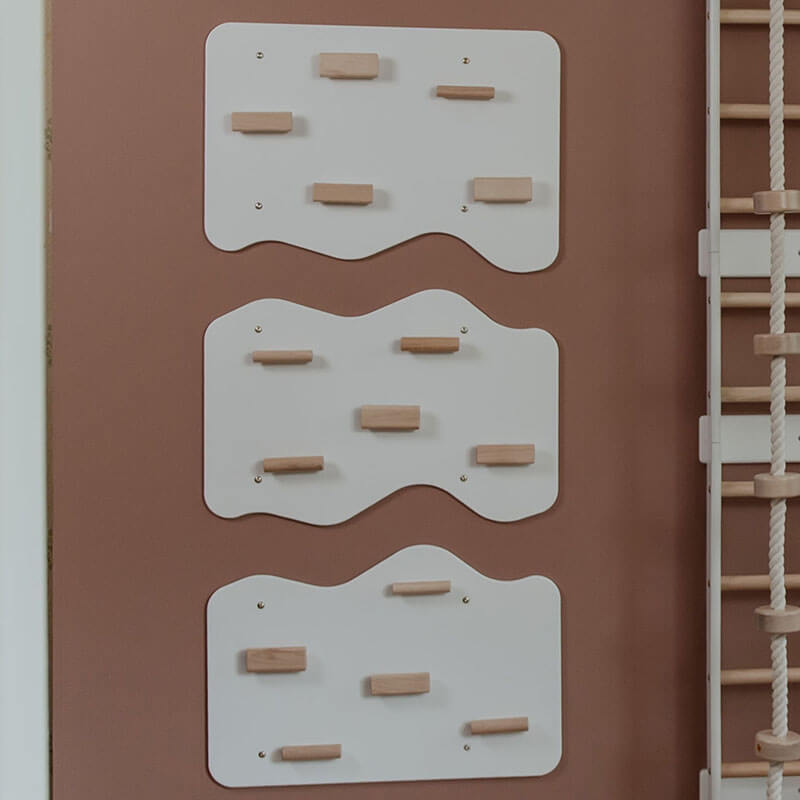 Indoor Rock Climbing Wall for Home With Cloud Shaped Panels Wooden Climbing Holds for Kids 3 10 Snow White Set of 3 Close Up