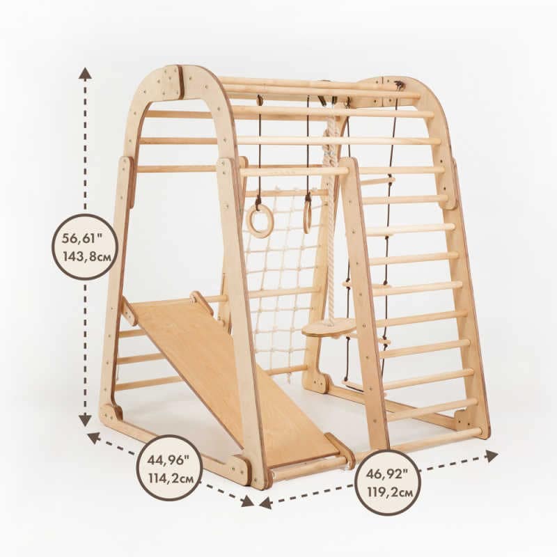 Indoor Wooden Playground for Children - 6in1 Playground dimensions