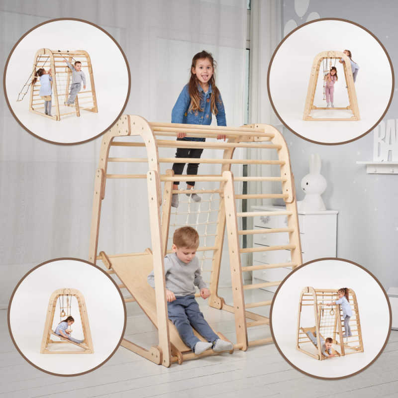 Indoor Wooden Playground for Children - 6in1 Playground different uses