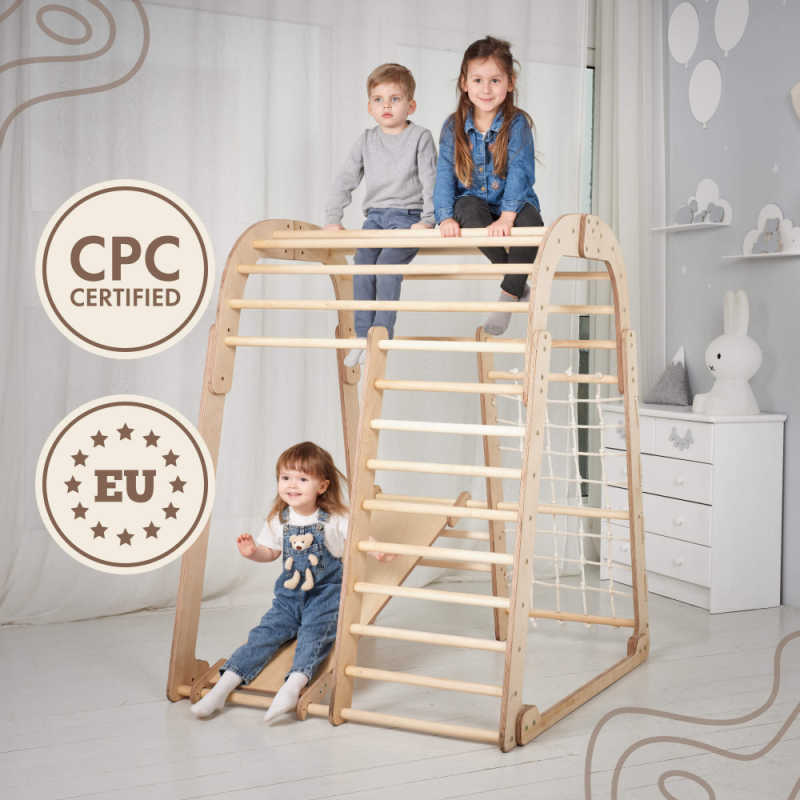 Indoor Wooden Playground for Children - 6in1 Playground with 3 kids