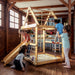 Indoor Wooden Playhouse with Triangle ladder, Slide Board and Swings with kids playing