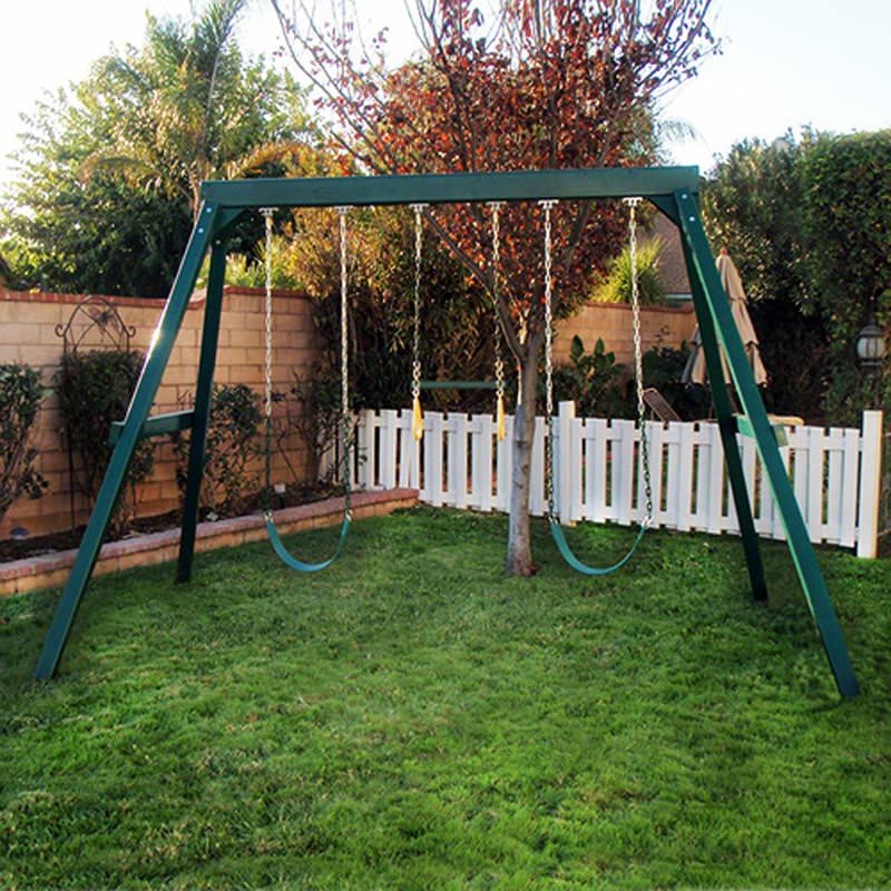  3 Position Swing Set Front View All Green